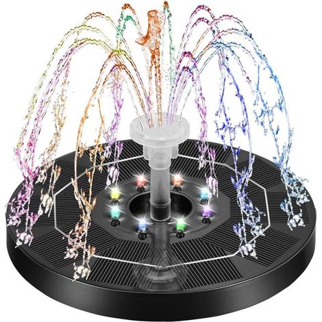 Fontaine Solaire 3w Flottante Fontaine Solaire Exterieure De Jardin Fontaine Solaire pour Bassin Exterieur avec 7 Buses Convient pour Bain d'oiseaux, éTang, Piscine, DéCoration De Jardin (1/5)