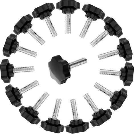 Bouton de Serrage M840mm, 15 Pièces Vis à Oreilles M8, Vis de Serrage M8 en Forme Étoile Tête Pour Machine, Industrie, Équipement,Noir (1/4)