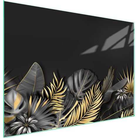Piastra protettiva in vetro per piano cottura 70x52 Foglia (1/5)