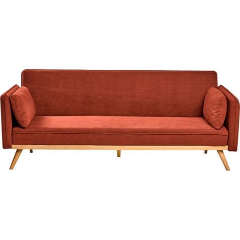 Sofá cama de tela mecanismo clic-clac para dormir minimalista rojo Asaa