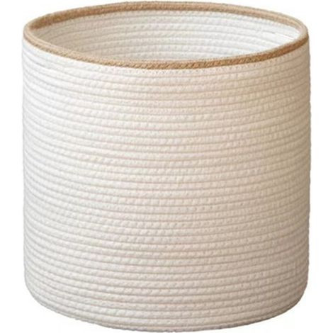 Cesta de lavandería artesanal tejida a mano para ropa sucia, -L