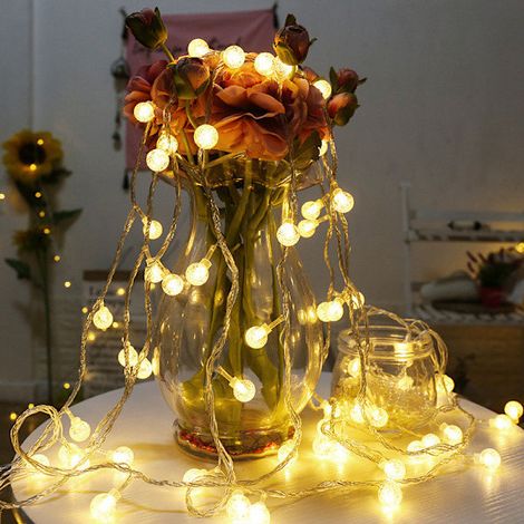 Guirlande lumineuse LED blanc chaud de 6 m, 40 LED, pour sapin de Noël. Fonctionne sur piles. (1/5)