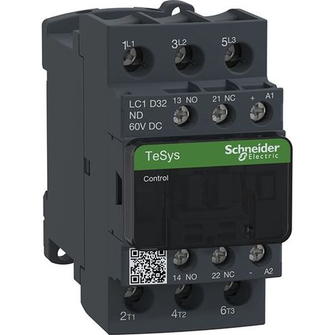 Schneider TeSys D3P AC-3 32A 60VCC bobine standard LC1D32ND contacteur de puissance (1/3)