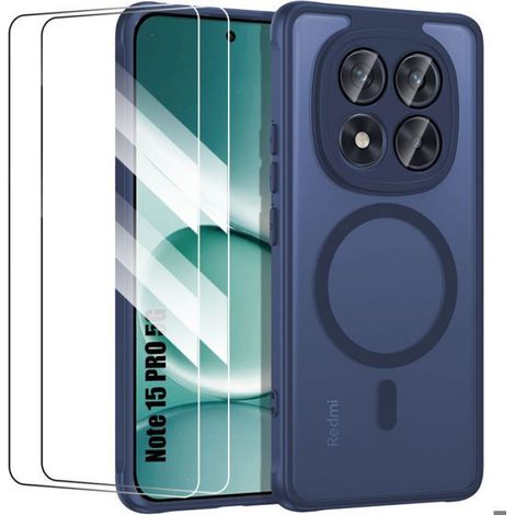 Coque + 2 Verres Trempés pour Xiaomi Redmi Note 15 Pro 5G - avec Protection Caméra - Bleu Marine (1/5)