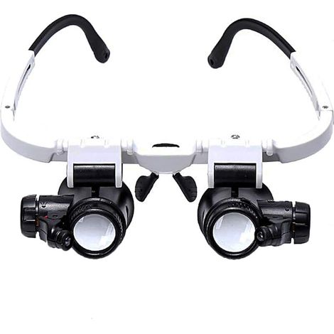 Lupe mit 2 LED-Leuchten, Binokularlupe, Lupenlampe für Uhrmacher, Lesen, Juwelier, Nähen, 8X-15X-23X