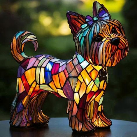 LED-Stehlampe mit Yorkshire Terrier, dekorative Boxer-Nachtlampe, kunstvolle Tier-Tischlampe, Hunde-Serie fürs Schlafzimmer (1/5)