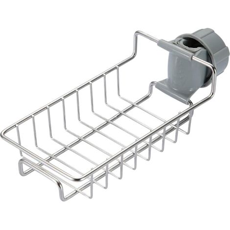 Support D'éponge De Salle De Bains En Acier Inoxydable Pour évier De Cuisine Avec Tablette Réglable (1/5)