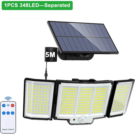 (1 pièce - 348 LED - Séparées) Projecteur solaire extérieur étanche à 3 têtes avec détecteur de mouvement, compatible avec les jardins. (1/5)