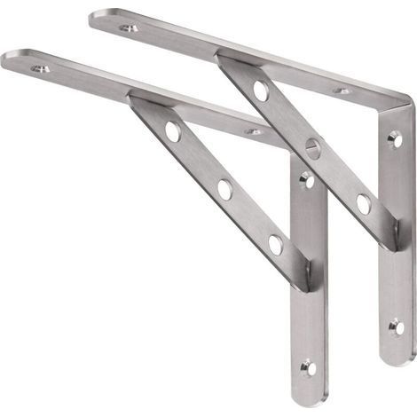 Supports d'étagère en acier inoxydable de 20 cm, solides et durables, supports d'angle droit en L à monter soi-même, lot de 2 (1/3)
