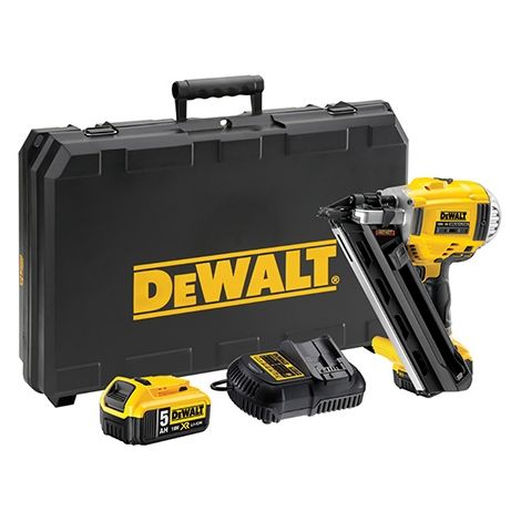 Dewalt – Cloueuse-agrafeuse sans fil 18V – Moteur Brushless – Clous 90mm 2,8mm – 2 batteries 5Ah – Déclenchement par contact