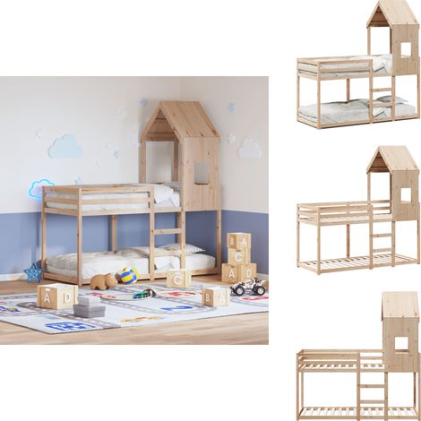 Etagenbett ohne Matratze 90x200 cm Massivholz Kiefer - Etagenbett - Etagenbetten - Bett - Bettgestell (1/5)
