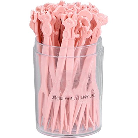 Lot de 4 fourchettes à fruits en plastique, pique-fruits jetables polyvalents pour gâteaux et desserts (1/5)