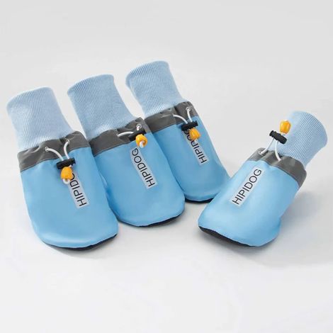 Chaussures pour grands chiens INF - Semelle souple à motif anglais - Lot de 4 pour grandes races - Bleu - Taille 5XL (1/3)