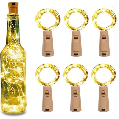 Guirlande Lumineuse LED pour Bouteilles, 6 Pièces 1M 10 LEDs Bouchon Bouteille Lumières, Blanc Chaud Bouteille Guirlandes Lumineuses à Piles pour Noël Mariage Fêtes Décorations Intérieures (1/5)
