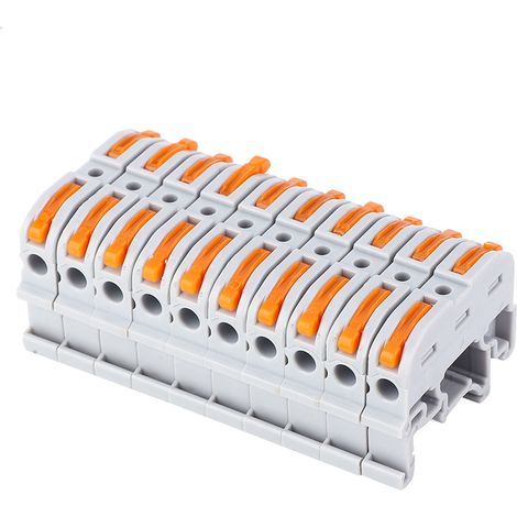 10-teiliger DIN-Schienenverbinder, Steckverbinder für 0,2-4 mm Kabel (hellgrau) (1/5)