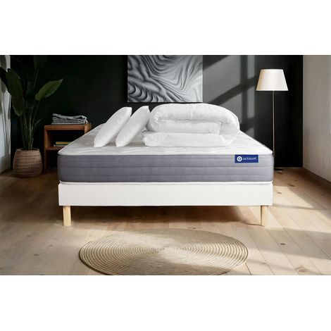 Pacchetto letto completo - Materasso 140x190cm + Box spring con doghe (in kit) + 2 cuscini + Piumino - Actimemo Dream (1/5)