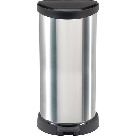 Dmora - Pattumiera Renfrew, Cestino portarifiuti, Bidone per raccolta differenziata, Mobile per spazzatura, 31x35 h70 cm, Argento e Nero