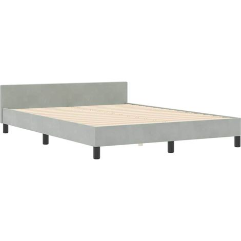 Bed Frame with Headboard Light grey 140 x 190 cm Velvet vidaXL (1/5)