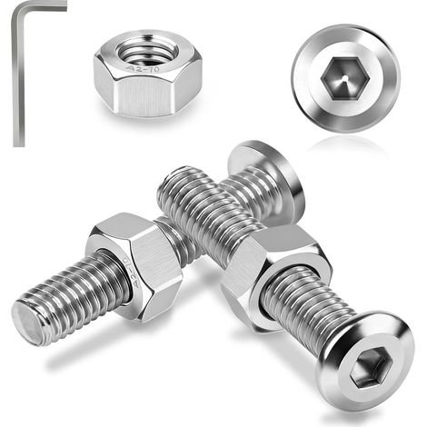 M6x50 mm Vis à Tête Plate en Acier Inoxydable A2 V2A, 30 Pièces Vis et Boulon et Écrous Hexagonale Filetage Complet pour Meubles de Bricolage (1/5)