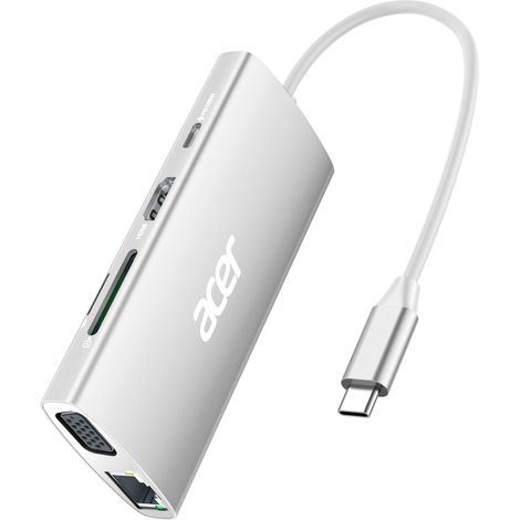 Hub USB C 9en1, Station d'accueil avec HDMI 4K@30Hz, Ethernet, 3USB 3.0, PD 100W, Lecteur de Carte SD/TF, Adaptateur USB C vers VGA Compatible avec MacBook, Surface etc. (1/5)
