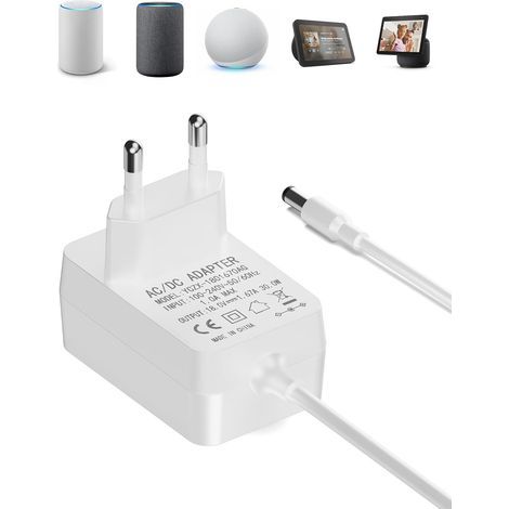 30-W-Ersatzladegerät für Echo (3./4. Generation), Echo Show 8/10/15 und Echo Plus (2. Generation) – Netzteil mit 1,5 m Kabel, Weiß, Alexa-kompatibel