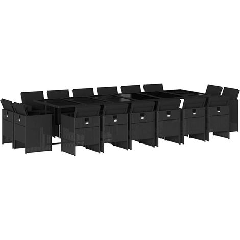 Maison Exclusive - Ensemble à manger de jardin 17 pcs coussins noir résine tressée (1/5)