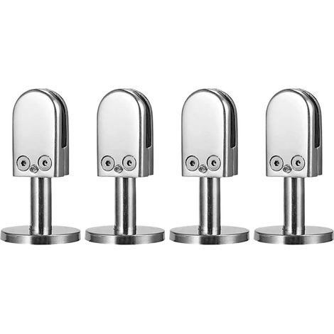 Juego de 4 abrazaderas para vidrio, de acero inoxidable 304, ajustables y aptas para paneles de vidrio de 5 a 8 mm de grosor. Incluye soporte para panel de vidrio con varilla (longitud de la varilla: (1/5)