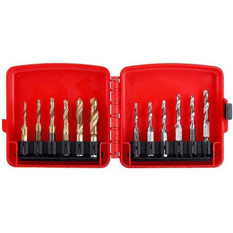 12 tarauds à queue hexagonale M3-M10 en acier HSS revêtu de titane pour filetages métriques et impériaux