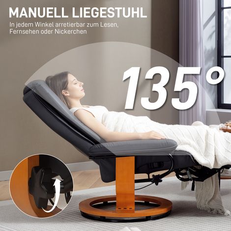 Fauteuil relax inclinable pivotant, jusqu'à 150 kg, revêtement similicuir, cadre en acier, gris foncé (1/5)