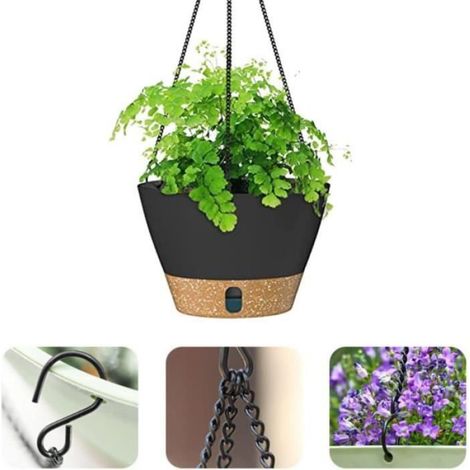 Paniers de jardinières Suspendus, 2 pièces Panier de jardinière Suspendu à arrosage Automatique Pot de Fleur Suspendu en Plastique (1/4)