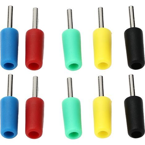 10 clavijas rectas de latón niquelado tipo banana para enchufe de panel con resorte interno J.10001 de 2 mm. (1/5)
