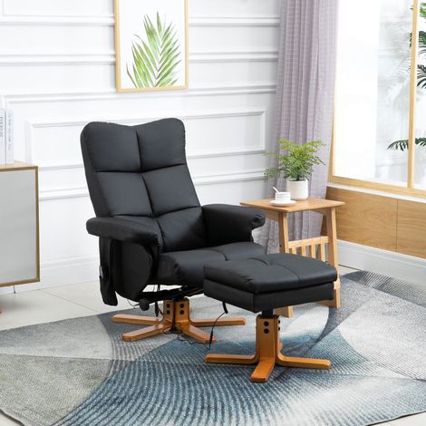 MEUBLIV Massagesessel schwarz mit Fußstütze, 145° Neigung und 360° Drehung (1/5)