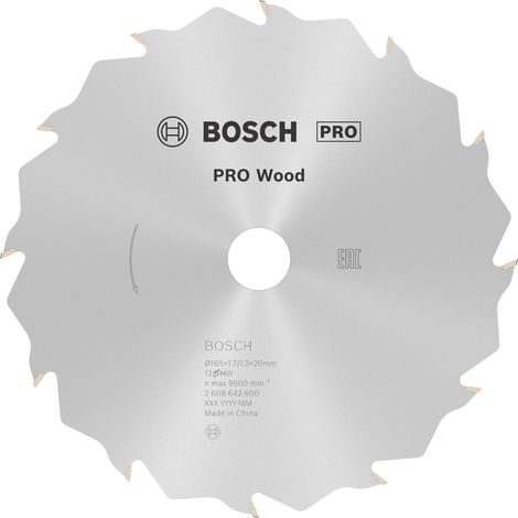 Bosch PRO Wood Circular Saw Blade 165 x 1.7 x 20 mm T12 2608642600