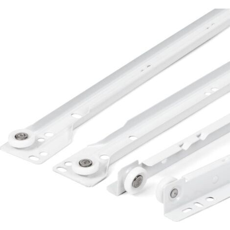Coulisse Tiroir 400 mm - Lot de 2 (1 paire) Rails pour Tiroir Coulissants, en blanc, Système de Glissière à Sortie Partielle - Kit de Tiroir Coulissants à montage facile (1/4)
