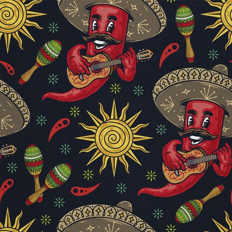 Outdoor dekostoffe oxford - Motiv Chilischote im Sombrero (1/5)