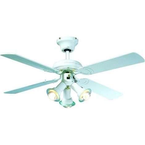 Ventilador de techo reversible Farelek Maldives 107 cm 4 palas blancas lacadas 3 focos IP40