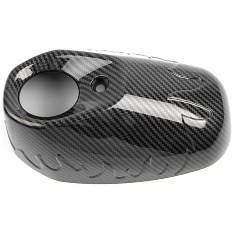 1 couleur : Texture fibre de carbone  Matériau : Plastique  Cache/cache décoratif pour pot d'échappement de scooter. (1/5)