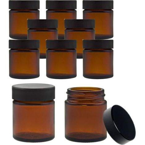 Lot de 10 Petits Pots en Verre 30 ML/Baume tiegel/crème Pot en Verre Marron, avec étiquettes (1/5)