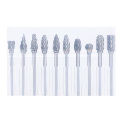 Fraises Rotatives Double Coupe de Tungstène Tige de 1/8" pour Gravure, Métal Polissage, 10Pcs (1/4)