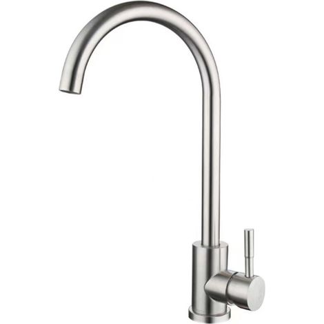 Robinet de cuisine, mitigeur monocommande, pivotant à 360°, bec haut, acier inoxydable