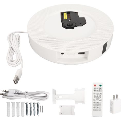 Lecteur CD mural Bluetooth, haut-parleurs FM radio, écran LCD, USB, télécommande, 100-240V prise US (1/5)