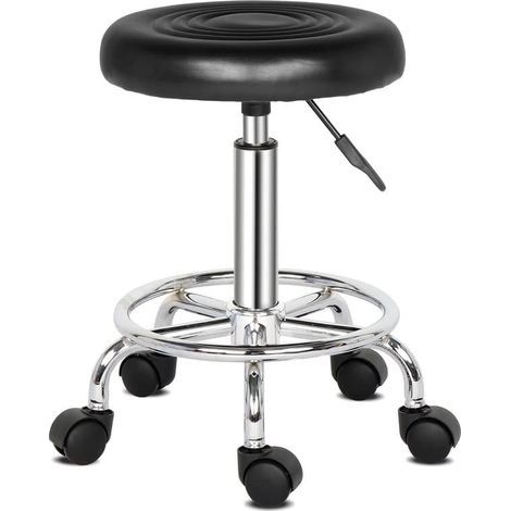 Tabourets de bar, chaises de bar pivotantes réglables en métal pour la maison et la cuisine (noir) (1/5)