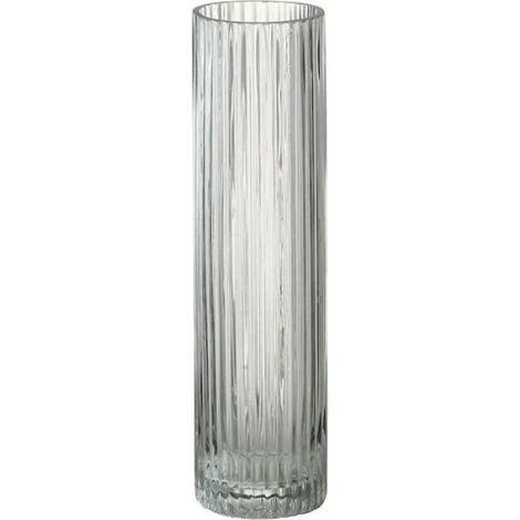Vaso cilindrico con motivo a righe, vetro, 8 cm, trasparente (1/5)