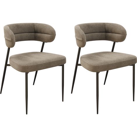 Lot de 2 Chaises en Tissu Intérieures Design AKANTE Londres Twill Beige 4 Pieds en Acier Laqué Noir Mat - CH142BG (1/5)