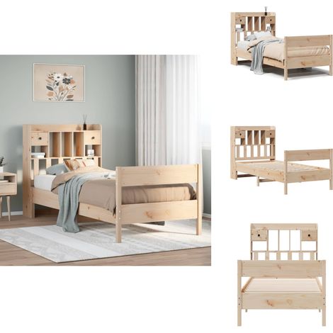 Lit bibliothèque sans matelas 75x190 cm bois de pin massif - Lit Bibliothèque - Lits Bibliothèque - Lit - Lit Simple (1/5)