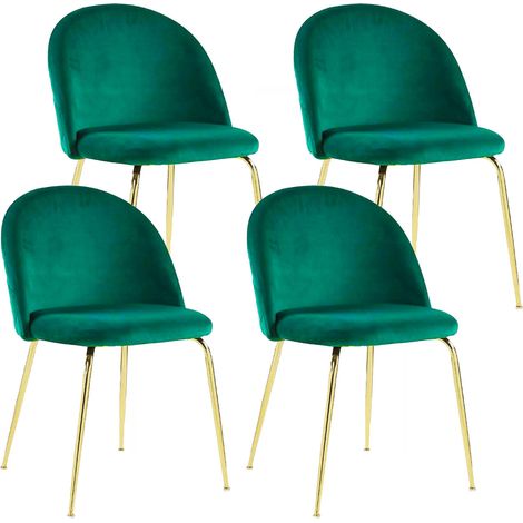 Set 4 Sedie Imbottite 49x52x79 cm in Velluto Verde e Oro (1/5)