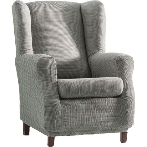 Housse de Fauteuil à Oreilles élastique en Jacquard, Respirante et résistante à l'usure, Couleur Grise, Facile à Mettre et à enlever, Design Style tapissé