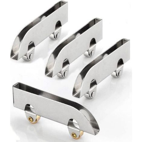 Set mit 4 Schieberollen aus Glas und Edelstahl für Kleiderstangen, Schieberolle, Doppelglasrolle, Schranktürrolle, 5 mm dicke Glasrolle (1/5)