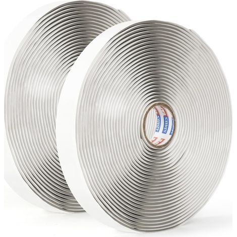 ADHES Ruban Butyle Ruban Etancheite 19mm x 9m x 2 Rouleaux, Épais de 3mm Ruban Adhésif Haute Temperature Ruban de Réparation pour façades, toit, toit plat Butyl Seal Tape (1/5)