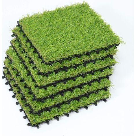 Une Dalle de Gazon 6 pièces Dalles de Gazon synthétique Gazon Artificiel Moquette pour l'extérieur pour l'extérieur Hauteur de Pile de 30mm, 12×12 inch (6 Packs) (1/5)